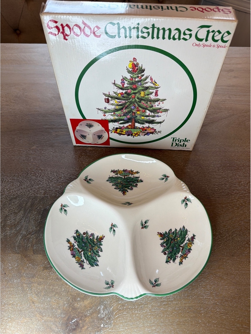 Authentic Spode "Christmas Tree" Shaped Triple Divided Large Serving Dish / Tray